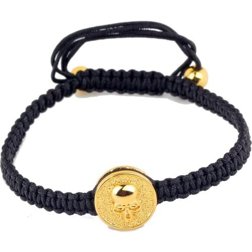 New Design Rose Gold Silver Color Emboss Skull Charms Black Rope Bracelets Men Accessories Jewelry Unisex Jewelry Gift Pulsera