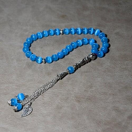New Muslim Taisbyha rosary 33 Beads 8mm pink/white/blue cat-eye ball counter 33 capsules Free Shipping