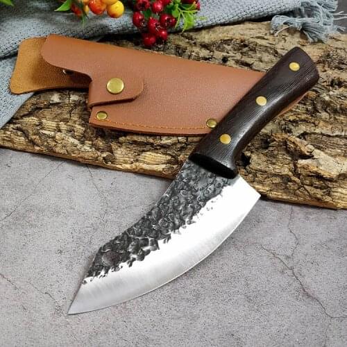 Stainless Steel Meat Knife Slaughter Knife forged Pig-killing Knives Scimitar Outdoor Portable Multi-purpose Small Kitchen Knife