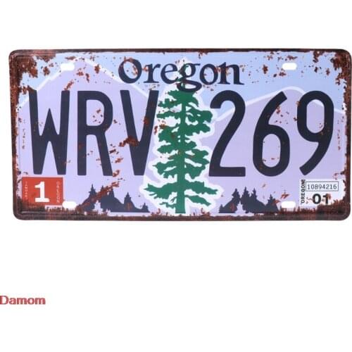 Car License Plate cover Vintage Retro Metal number frame bolts Tin Sign Poster Plaque Bar Pub Club Wall Home Decor 30x16cm SKU