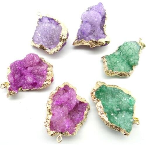 Wholesale Titanium Crystal Druzy Quartz Quartz Geode stone Irregular shape pendant crystal diy jewelry making necklace 6pcs
