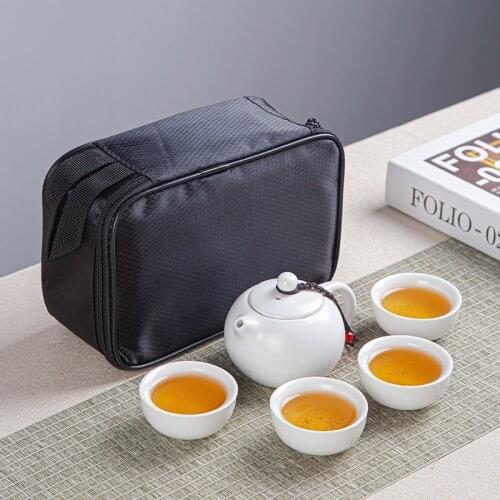 Portable Travel Tea set 1 Teapot 4 Teacups ,Beautiful and easy GongFu teapot kettle, Ceramic Portable Teaset,Coffee Cup gaiwan