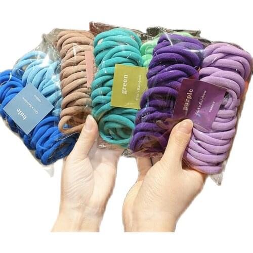 50/Set Women Girls 4CM Colorful Nylon Elastic Hair Bands Ponytail Holder Rubber Bands Scrunchie Headband Hair Accessories