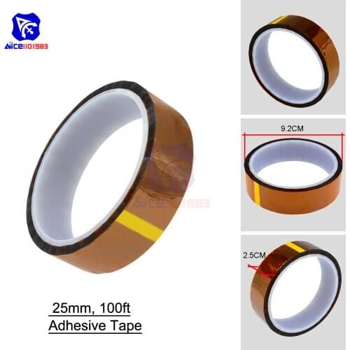 25mm Width 100ft Length Self-Adhesive Tape High Temperature Heat Resistant Polyimide Roll Tape 260-300