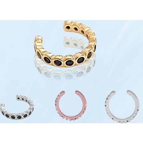 Women Fine Luxury Round Earrings Vintage Fashion Clip Ear Bone Ring Korean Temperament Simple Earring Female Jewelry Accessories