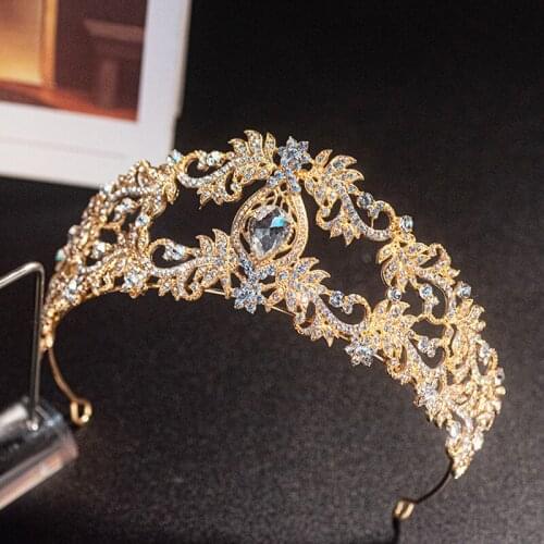 Bridal Crown Headwear Rhinestones Inlaid Retro Headdress Luxury Crown Wedding Birthday Hair Accessories for Female H9