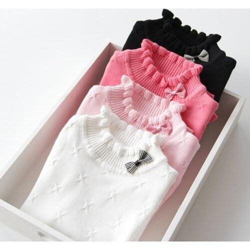 Autumn and Winter Baby Girls Sweaters 2018 New Fashion Girls Clothing Bow Cotton Girls Sweaters and Pullover DQ686
