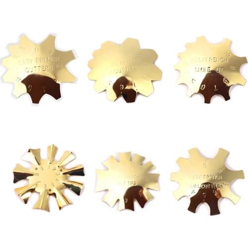 6pcs Stainless Steel Molding Nail Templates Nail Plate DIY French Manicure Fingernail Making Template 6 Patterns Nail Art Tool