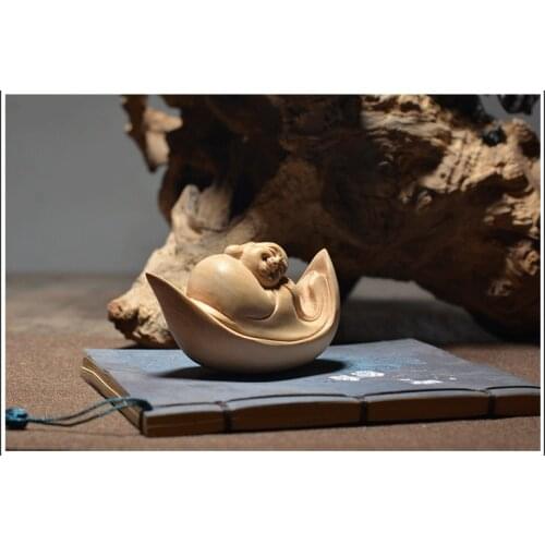 Decoración del hogar adornos de buda feliz tallado en madera