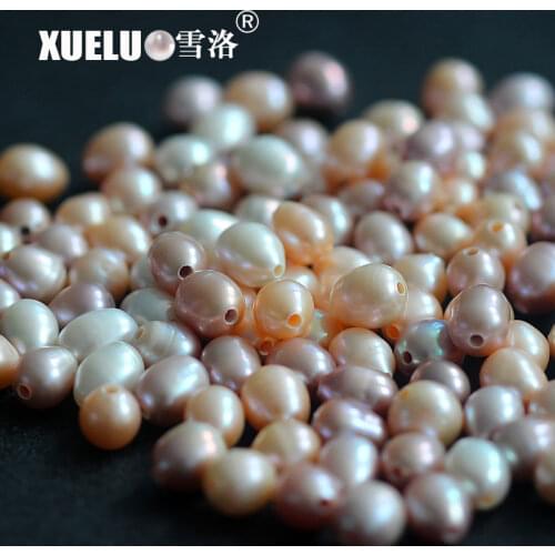 XUELUO 10pcs/pack 10-11mm Rice ( Oval ) Natural Fresh water Big Hole LoosPearl Beads for making jewelry 2mm,2.5mm,3mm hole