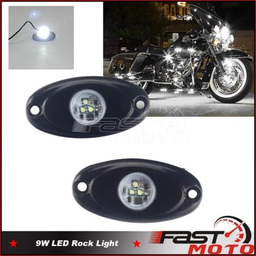 2pcs 9W LED Rock Light 5 Singal Colors Puddle Lamp DRL Universal For Harley Yamaha Honda Suzuki Kawasaki BMW Ducati DomeLight