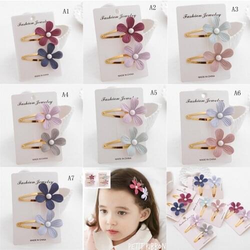2Pcs Floral Hairpins Cute Headwear Flower Clip Baby Hair Clips Children Hair happy