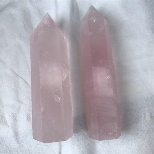2 pieces rose crystal point wand natural rose quartz crystal obelisk tower