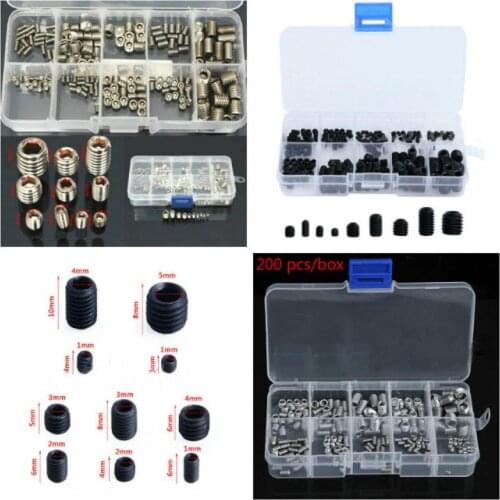 200 pcs/box White headless screw platterblack headless hexagon socket screw combination platter set (recessed end)