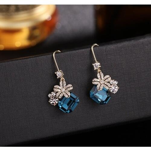 2020 New Vintage Retro Flower dangle Earrings Crystal 925 Sterling Silver Zircon Earrings Female Jwellery Women cute earrings