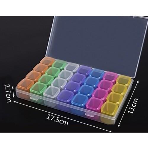 28 Slot Colorful Storage Box Manicure Nail Art Accessories Independent Compartment Rhinestone Box Container Nail Tool