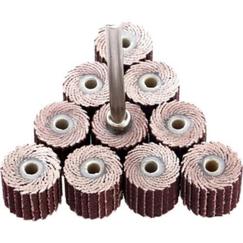 10Pcs Dremel Accessories Rotary Tool Grinding Buffing Sandpaper Flap Wheel Head+Mandrel for Rotary Mini Drill 240-Grit Free Ship