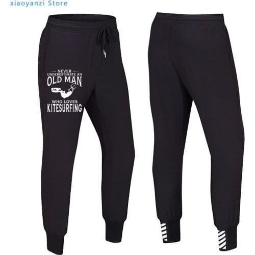 Never Underestimate An Old Man Who Loves Kitesurfing Men Women Pants Unique Gift Present Windsurfing Heartbeat Sweatpants