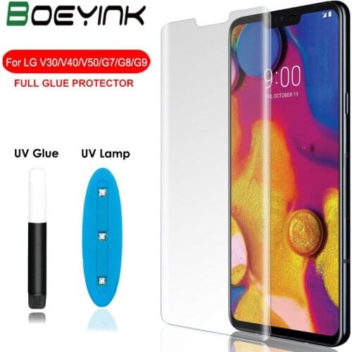 3D Curved Tempered Glass For LG V30 V40 G7 G8 G9 V50 ThinQ Screen Protector Film UV Liquid Gull Glue Film for LG H930 G9 G8 Film