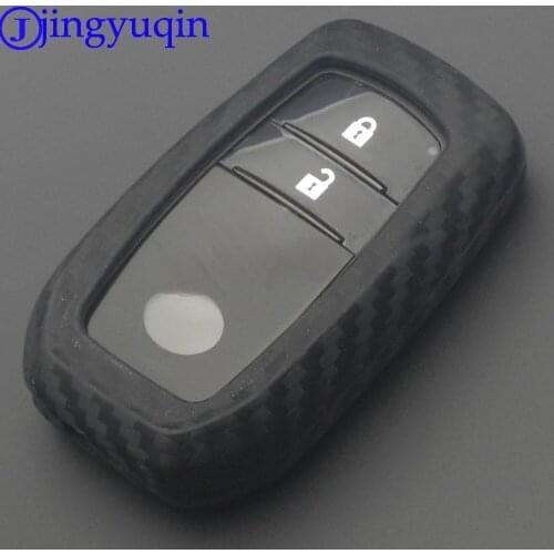 Jingyuqin 2/3 Buttons Remote Carbon Silicone Key Case Cover For Toyota Chr C-hr Land Cruiser 200 Avensis Auris Corolla