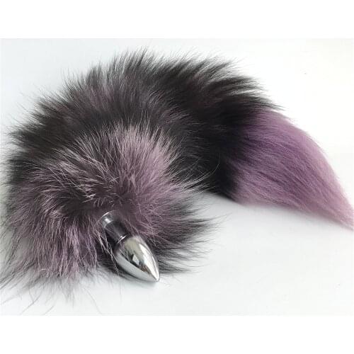 Magicfur - Lilac purple Real fox fur tail w 2.8x7cm Plug Funny cosplay tool to Keychain