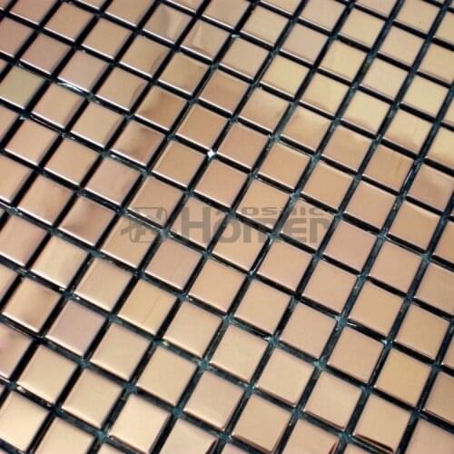 Mini tile rose golden stainless steel mosaic kitchen backsplash tile 12x12" powder room hallway tiles HME8025