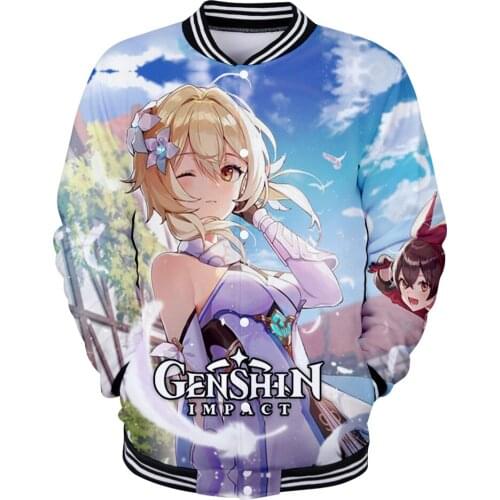 2021 Hot Game Genshin Impact Man Tracksuit Print Baseball Jackets Women Men Autumn Long Sleeve Jacket Hot Sale Fashion Hit Hop