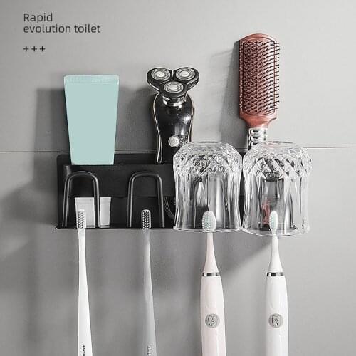 Aluminium Alloy Wall Mounted Toothbrush Holder Toothpaste Rack Bathroom Household Tooth Brush Holder Bathroom Accessories