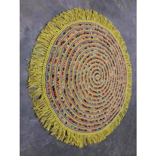 Natural 100% Jute and Cotton Area Rug Round Rustic Rug Handmade Braided Bohemian Carpets for Bed Room