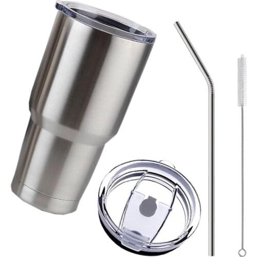 New Stainless Steel Tumbler Cup with Lid Straw 30 Oz Double Wall Vacuum Flask Insulated Beer Cup Drinking Thermoses Coffee