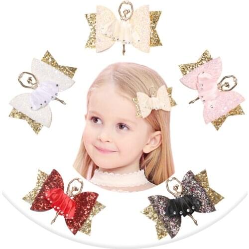 New 3.2" Glitter Hair Bows Girls Hairpins Hair Clips,Ballet Dancing Dancer Bowknot Hairpins Children Girls Headwear 30pcs/lot
