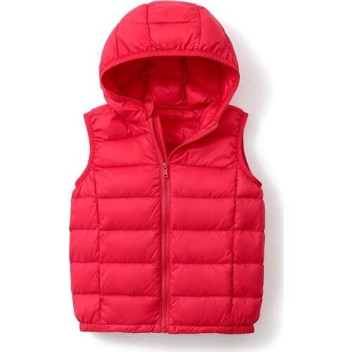 2021 Autumn and Winter Children Vest Duck Down Warm Hooded Coat Boy Girl Outwear Infant Sleeveless Jacket 90% Down Kid Clothes
