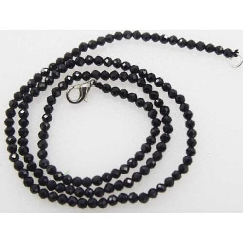 Black spinel round faceted 2/3/4/5/6mm chocker necklace 16.5inch nature wholesale FPPJ