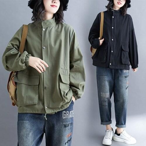 2021 Spring Autumn Coat Women Clothes Korean Long Sleeve Windbreaker Fashion Single-Breasted Loose Jacket Ladies Overcoat G898