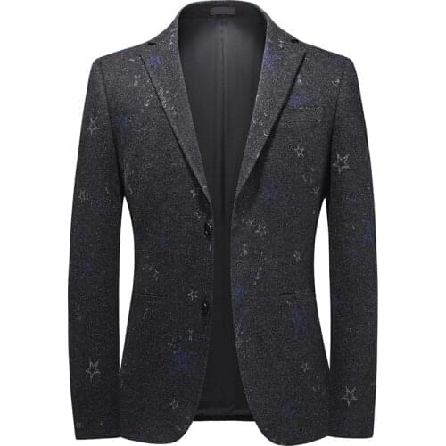 Casual Blazers Autumn Men Winter thick Knitted Elastic Suit Jacket Fashion Slim Fit Business Work Daily Life Party Prom Stage