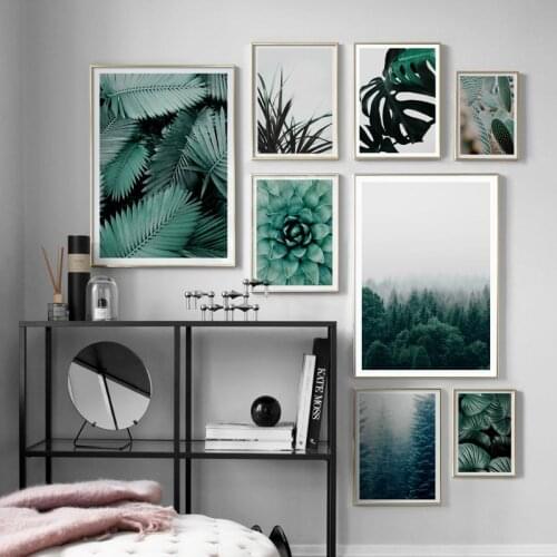Nature Green Leaf Plant Fog Forest Cactus Nordic Posters And Prints Wall Art Canvas Painting Decoration Pictures For Living Room