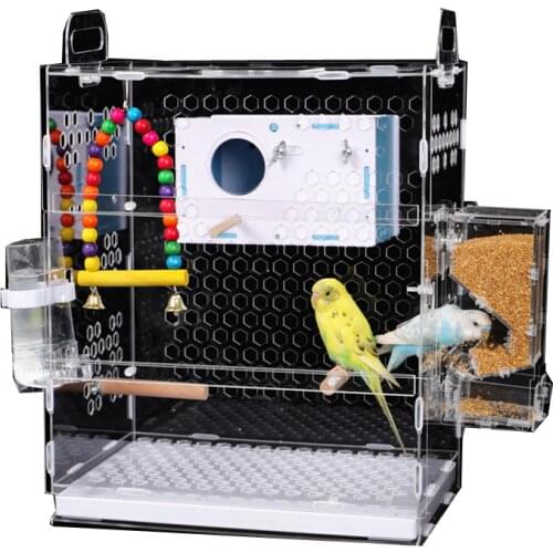 Transparent Rectangle Bird Cage Large Luxury Accessories Acrylic Playground Bird Cage Breeding Cage Oiseau Pet Supplies BS50BC