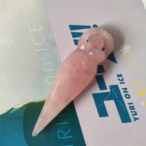 Natural Rose Quartz Goddess Statue Crystal Carved Woman Energy Pink Gem Sculpture Decorate Gift