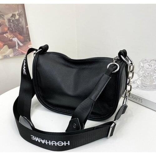 Luxury Leather Messenger bag Thick Chain Shoulder Bags Fashion Bag 2021 New Soft Cowhide bag Designer Female Dumpling Bag Purse