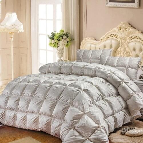 Luxury Natural 95% Goose Down Comforters Quilts Grade A Silk Jacquard Cover 1000TC Twin Queen King Size Europe Royal Style