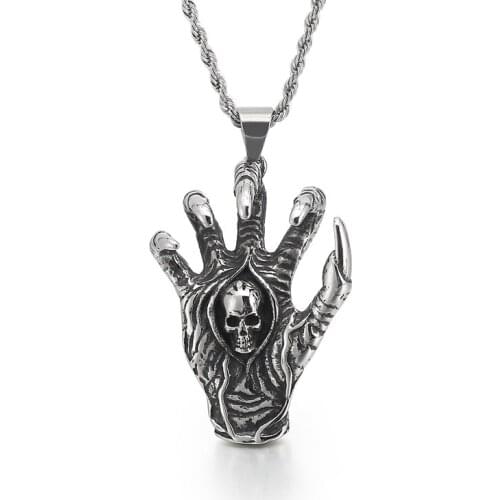 Titanium Steel Domineering Devils Hand Stainless Steel Dragon Claw Skull Pendant Jewelry