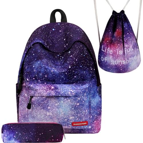 3PCS /set Preppy Style Flower Printed Women Backpack Fashion Female School Backpack For Teenage Girls Shoulder Drawstring Bags