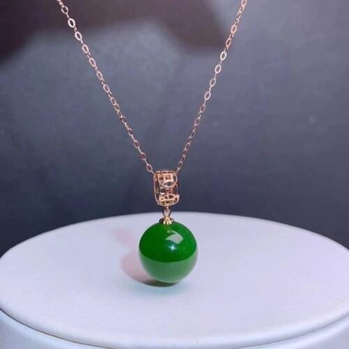 SHILOVEM 18k yellow gold real natural Jasper pendants Christmas Gift fine Jewelry plant wedding no necklace 12mm mymz12126689by