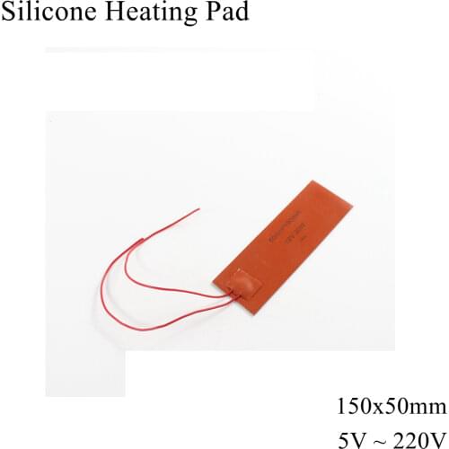 150mmx50mm 12V 24V 220V Silicone Heating Pad Electric Silicone Rubber Heat Mat Heated Bed Plate Flexible Waterproof 3D Printer