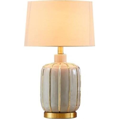 Modern Fashion Nordic Ceramic Fabric Table Lamp for Foyer Bed Room Study Decor Luxurious Country Desk Reading Light H 57cm 2501