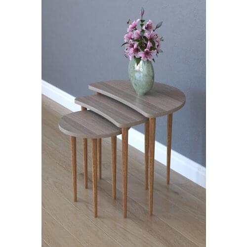 Modern RemaksMOON 3 PCS ZİGON AND SERVICE STAND-CORDOBA coffe table table bassee