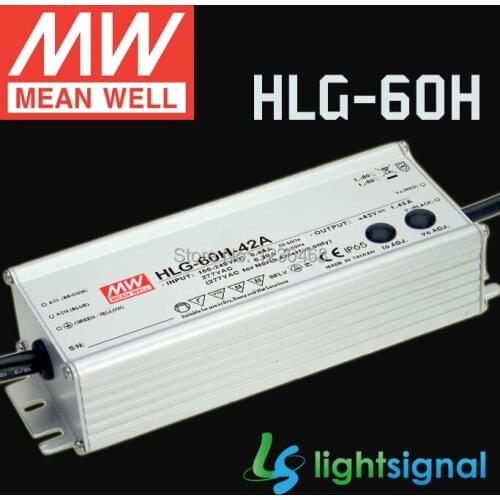 MeanWell LED driver HLG-60H with 60W IP65 / IP67 Waterproof PFC optional dimming LED driver