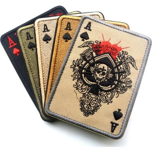 Cavalryman Ace of Spades Tarot Death Card Rectangular Embroidered Tactical Patch Army Morale Adhensive for iron on&stick on