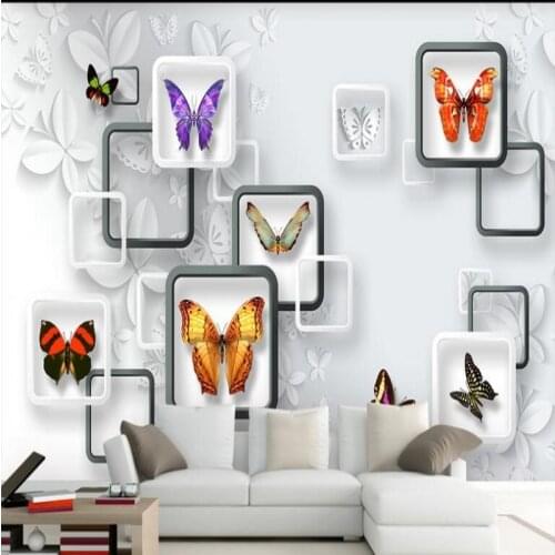 Wellyu Custom large - scale murals 3D stereo Dream Butterfly living room TV backdrop non - woven wallpaper papel de parede