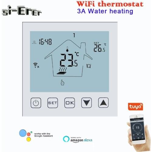 TUYA floor heating water heating WIFI thermostat, for control valve NC / NO,works with Alexa Google Home